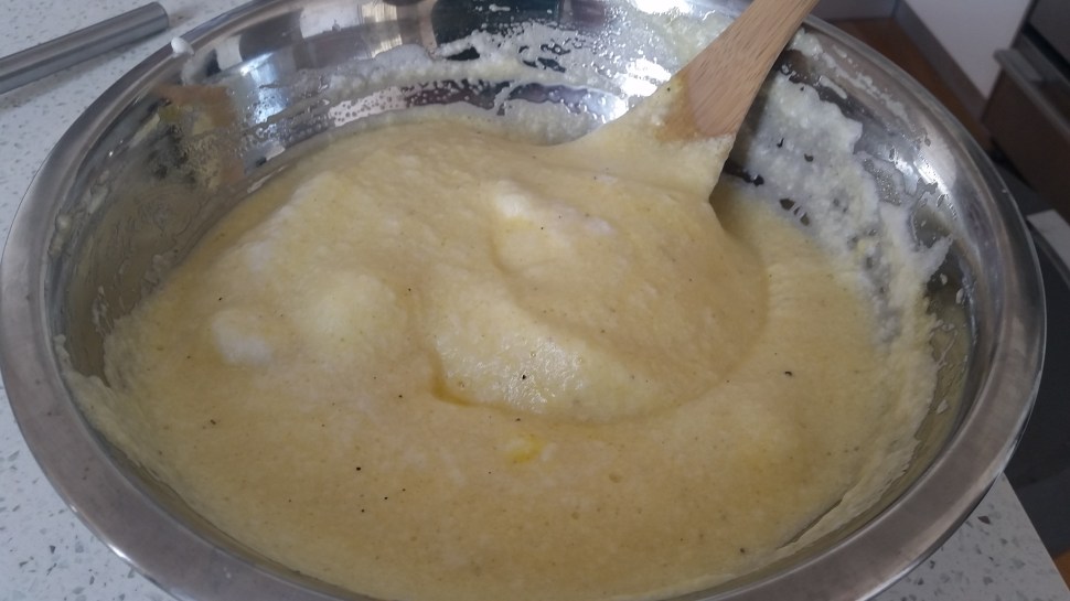 Egg batter, ready for rellenos.