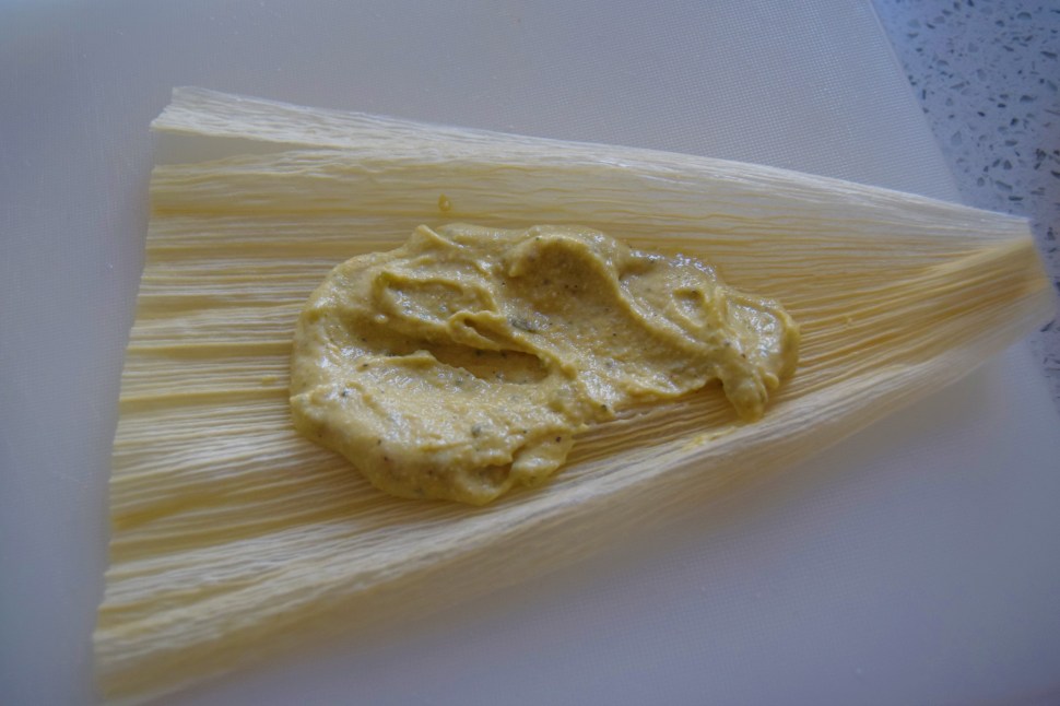 This husk has been masa'd. Also, your masa mix should look like this.